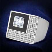 TS242 - Rhodium 925 Sterling Silver Ring with AAA Grade CZ  in Clear-0