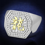 TS246 - Reverse Two-Tone 925 Sterling Silver Ring with AAA Grade CZ  in Clear-0