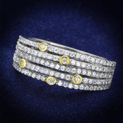 TS251 - Reverse Two-Tone 925 Sterling Silver Ring with AAA Grade CZ  in Clear-0