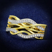 TS253 - Gold+Rhodium 925 Sterling Silver Ring with AAA Grade CZ  in Clear-0