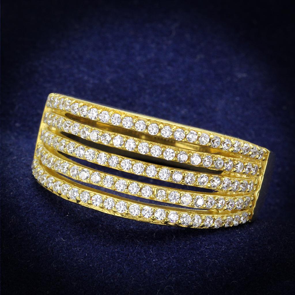 TS254 - Gold 925 Sterling Silver Ring with AAA Grade CZ  in Clear-0