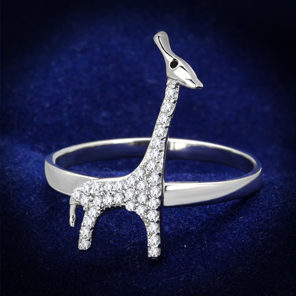 TS255 - Rhodium 925 Sterling Silver Ring with AAA Grade CZ  in Clear-0