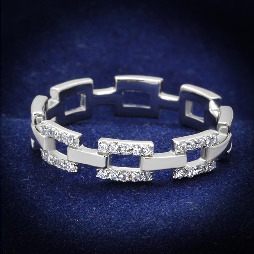TS257 - Rhodium 925 Sterling Silver Ring with AAA Grade CZ  in Clear-0