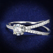 TS261 - Rhodium 925 Sterling Silver Ring with AAA Grade CZ  in Clear-0
