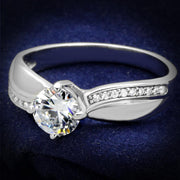 TS264 - Rhodium 925 Sterling Silver Ring with AAA Grade CZ  in Clear-0