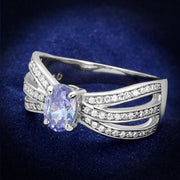 TS265 - Rhodium 925 Sterling Silver Ring with AAA Grade CZ  in Light Amethyst-0