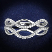 TS266 - Rhodium 925 Sterling Silver Ring with AAA Grade CZ  in Clear-0