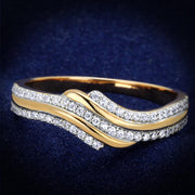 TS277 - Rose Gold + Rhodium 925 Sterling Silver Ring with AAA Grade CZ  in Clear-0