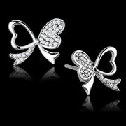 TS288 - Rhodium 925 Sterling Silver Earrings with AAA Grade CZ  in Clear-0