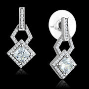 TS291 - Rhodium 925 Sterling Silver Earrings with AAA Grade CZ  in Clear-0
