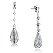 TS292 - Rhodium 925 Sterling Silver Earrings with AAA Grade CZ  in Clear-0