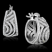 TS296 - Rhodium 925 Sterling Silver Earrings with AAA Grade CZ  in Clear-0