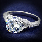 TS304 - Rhodium 925 Sterling Silver Ring with AAA Grade CZ  in Clear-0