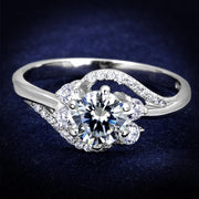 TS305 - Rhodium 925 Sterling Silver Ring with AAA Grade CZ  in Clear-0