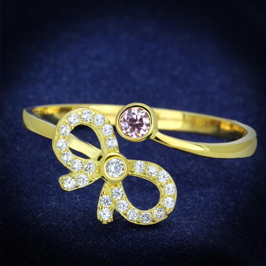 TS309 - Gold 925 Sterling Silver Ring with AAA Grade CZ  in Rose-0