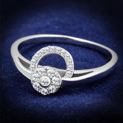 TS310 - Rhodium 925 Sterling Silver Ring with AAA Grade CZ  in Clear-0