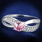 TS313 - Rhodium 925 Sterling Silver Ring with Top Grade Crystal  in Light Rose-0