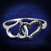 TS316 - Rhodium + Ruthenium 925 Sterling Silver Ring with AAA Grade CZ  in Black Diamond-0