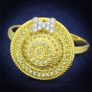 TS320 - Gold+Rhodium 925 Sterling Silver Ring with AAA Grade CZ  in Topaz-0