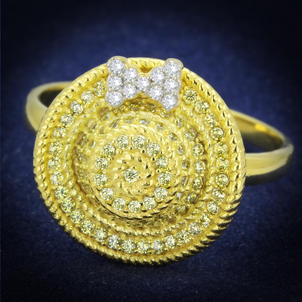 TS320 - Gold+Rhodium 925 Sterling Silver Ring with AAA Grade CZ  in Topaz-0