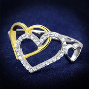 TS321 - Gold+Rhodium 925 Sterling Silver Ring with AAA Grade CZ  in Clear-0