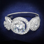 TS332 - Rhodium 925 Sterling Silver Ring with AAA Grade CZ  in Clear-0