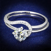 TS336 - Rhodium 925 Sterling Silver Ring with AAA Grade CZ  in Clear-0