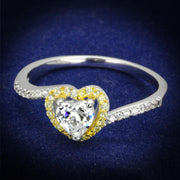 TS339 - Reverse Two-Tone 925 Sterling Silver Ring with AAA Grade CZ  in Clear-0