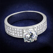 TS345 - Rhodium 925 Sterling Silver Ring with AAA Grade CZ  in Clear-0