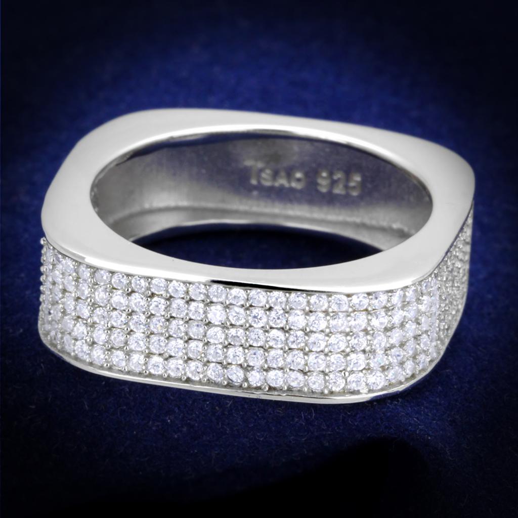 TS346 - Rhodium 925 Sterling Silver Ring with AAA Grade CZ  in Clear-0