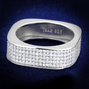 TS346 - Rhodium 925 Sterling Silver Ring with AAA Grade CZ  in Clear-0
