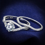 TS350 - Rhodium 925 Sterling Silver Ring with AAA Grade CZ  in Clear-0