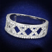 TS354 - Rhodium 925 Sterling Silver Ring with AAA Grade CZ  in Clear-0