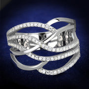TS357 - Rhodium 925 Sterling Silver Ring with AAA Grade CZ  in Clear-0