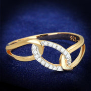 TS362 - Rose Gold + Rhodium 925 Sterling Silver Ring with AAA Grade CZ  in Clear-0