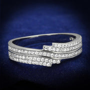 TS367 - Rhodium 925 Sterling Silver Ring with AAA Grade CZ  in Clear-0