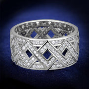 TS372 - Rhodium 925 Sterling Silver Ring with AAA Grade CZ  in Clear-0