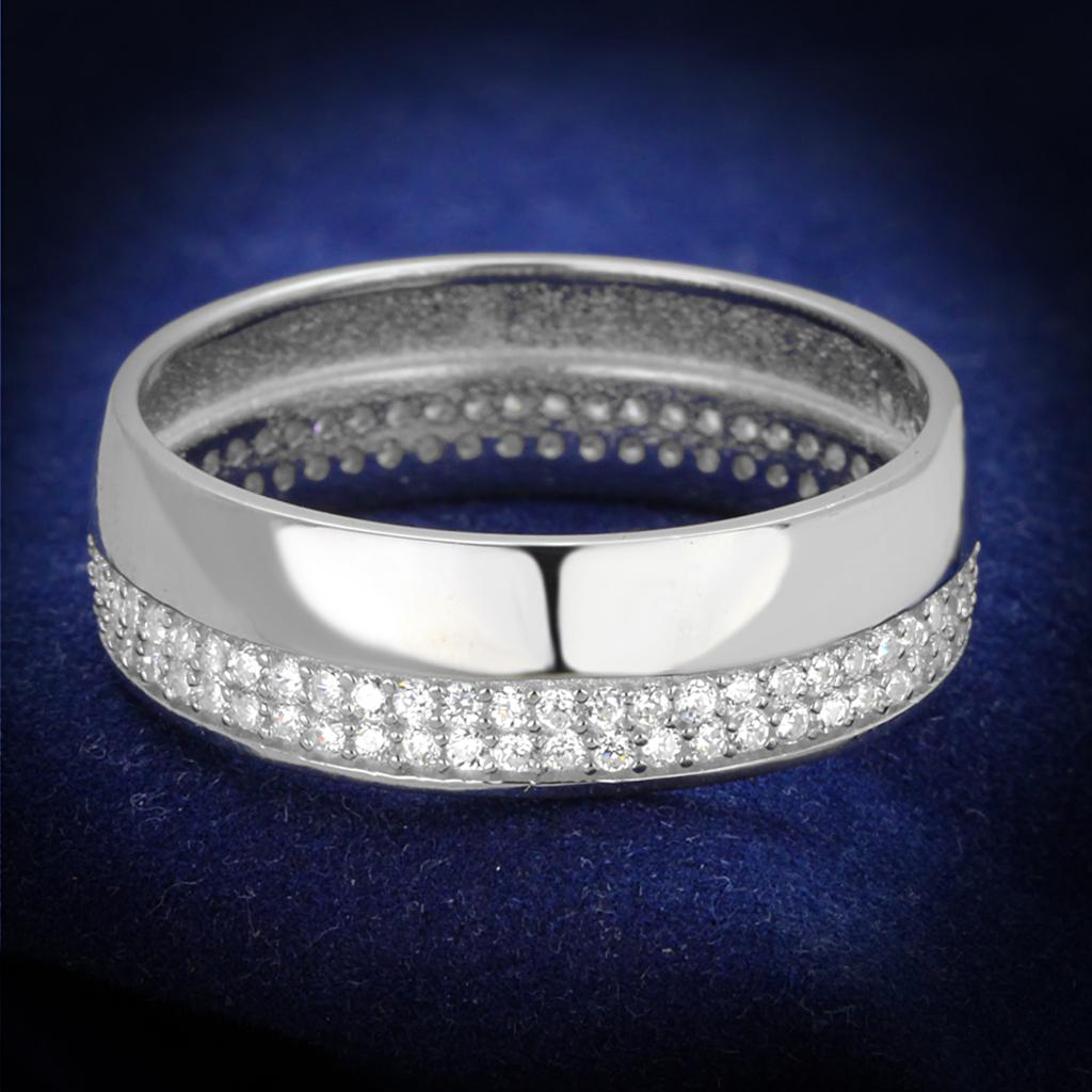 TS375 - Rhodium 925 Sterling Silver Ring with AAA Grade CZ  in Clear-0