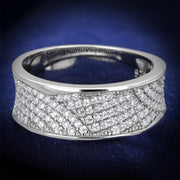 TS376 - Rhodium 925 Sterling Silver Ring with AAA Grade CZ  in Clear-0
