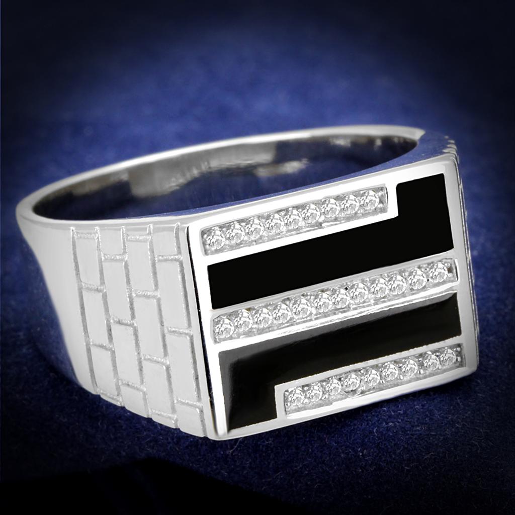 TS387 - Rhodium 925 Sterling Silver Ring with AAA Grade CZ  in Clear-0