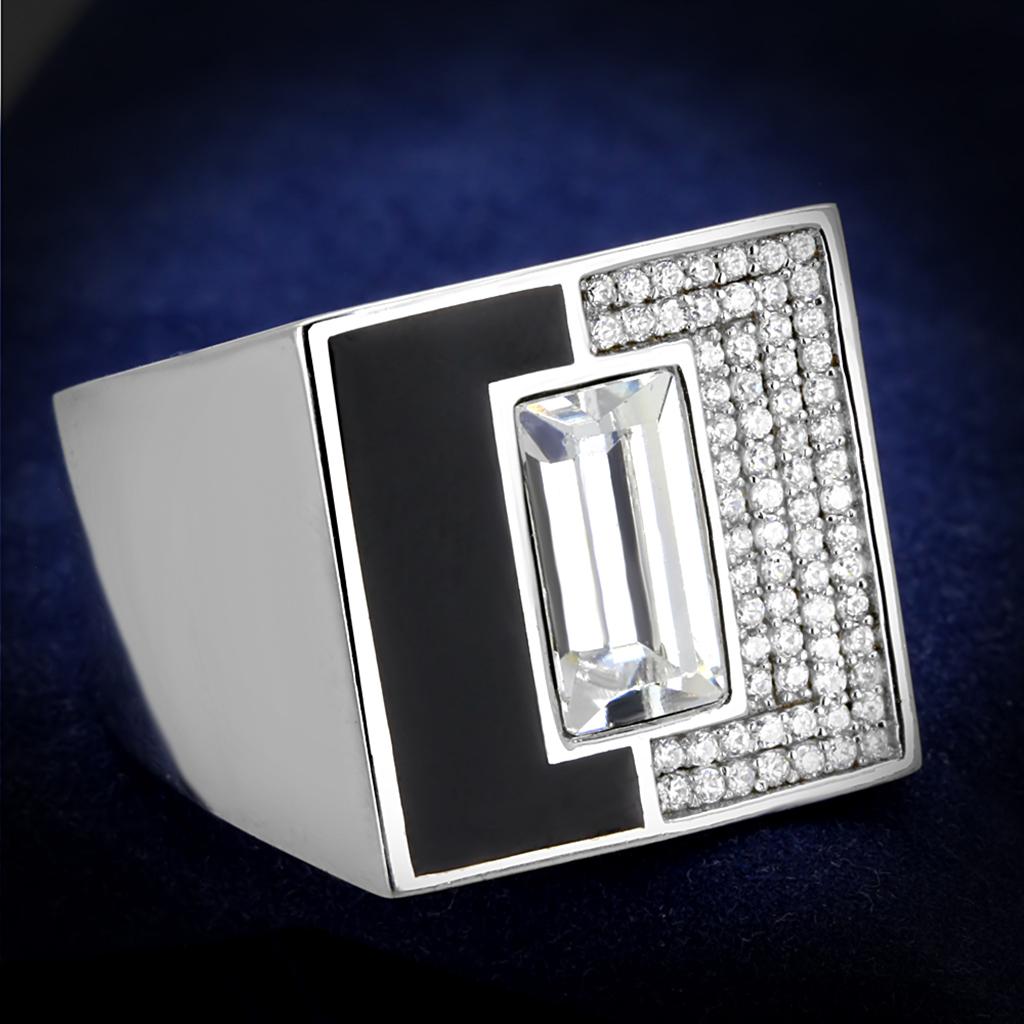 TS388 - Rhodium 925 Sterling Silver Ring with Top Grade Crystal  in Clear-0