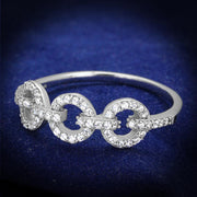TS400 - Rhodium 925 Sterling Silver Ring with AAA Grade CZ  in Clear-0