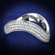 TS402 - Rhodium 925 Sterling Silver Ring with AAA Grade CZ  in Clear-0