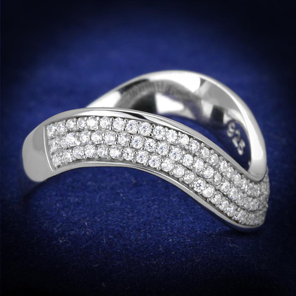 TS402 - Rhodium 925 Sterling Silver Ring with AAA Grade CZ  in Clear-0
