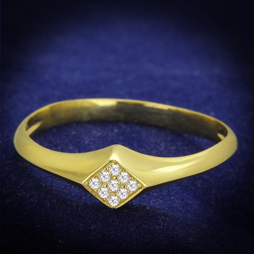 TS406 - Gold 925 Sterling Silver Ring with AAA Grade CZ  in Clear-0