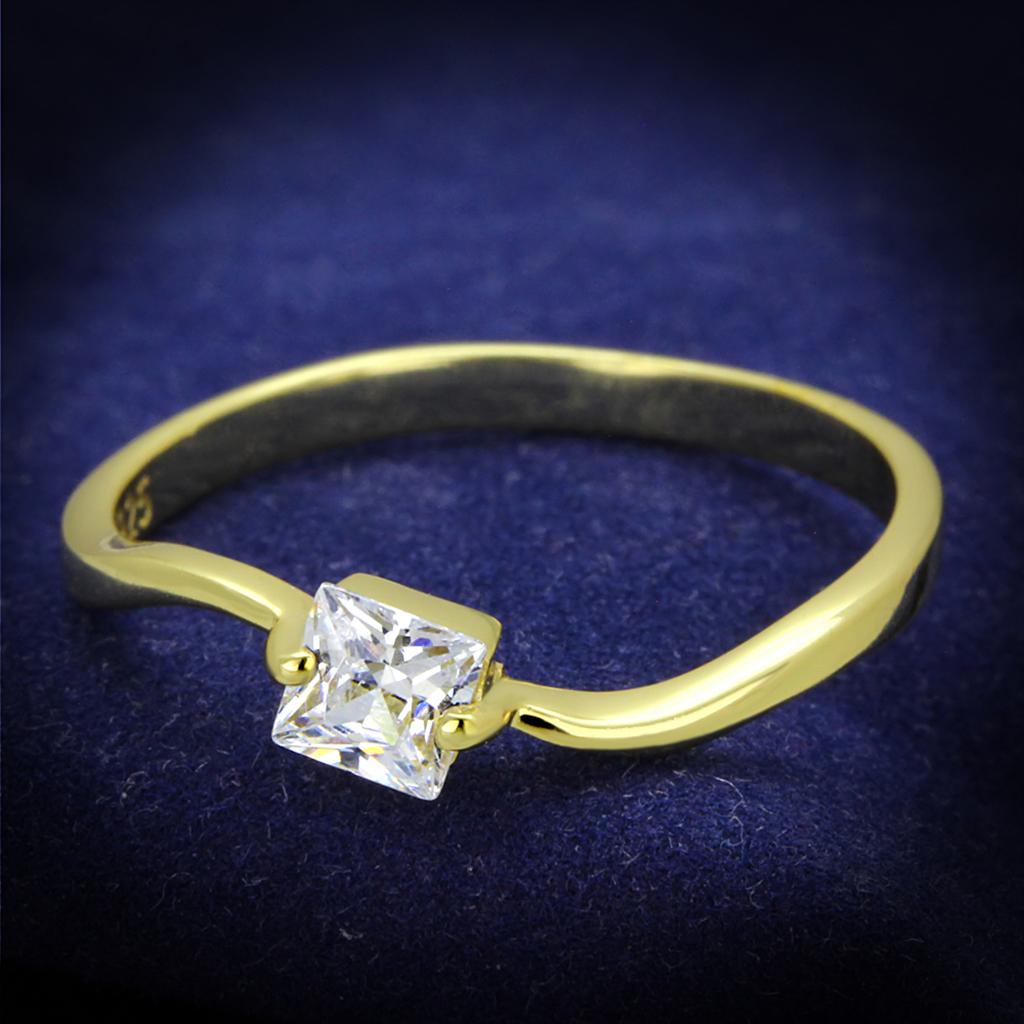 TS407 - Gold 925 Sterling Silver Ring with AAA Grade CZ  in Clear-0