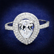 TS414 - Rhodium 925 Sterling Silver Ring with AAA Grade CZ  in Clear-0