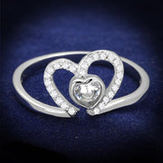 TS422 - Rhodium 925 Sterling Silver Ring with AAA Grade CZ  in Clear-0