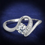 TS424 - Rhodium 925 Sterling Silver Ring with AAA Grade CZ  in Clear-0