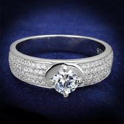 TS428 - Rhodium 925 Sterling Silver Ring with AAA Grade CZ  in Clear-0